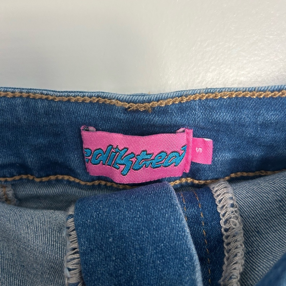 Edikted Blue Strapless Jean Denim Mini Dress Small - Picture 3 of 4
